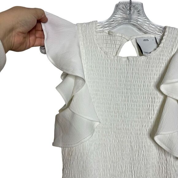 NEW C/MEO COLLECTIVE Expired Ruffle Mini Dress in Ivory Size Small - Picture 4 of 8